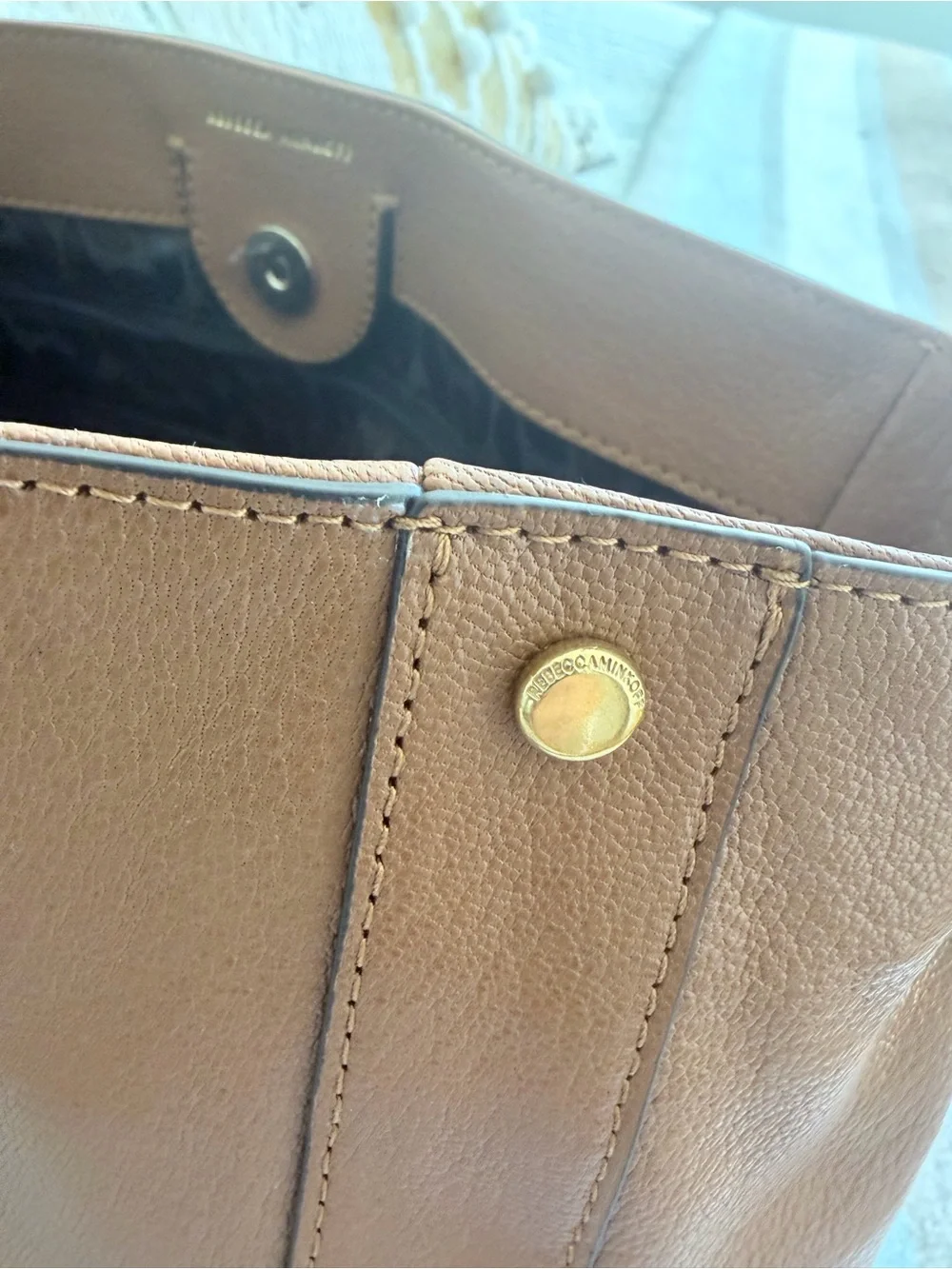 Rebecca Minkoff Cognac Leather Shoulder Bag with Gold Hardware